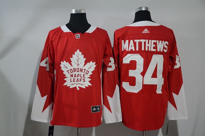 Men Toronto Maple Leafs #34 Matthews Red NHL Jerseys->toronto maple leafs->NHL Jersey